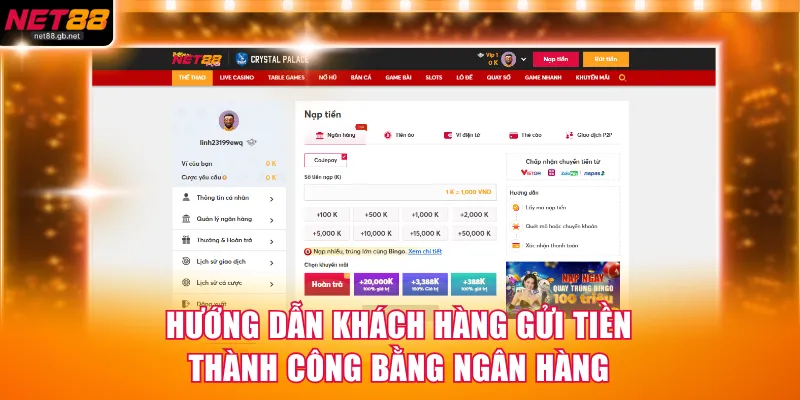 Hướng dẫn khách hàng gửi tiền thành công bằng ngân hàng