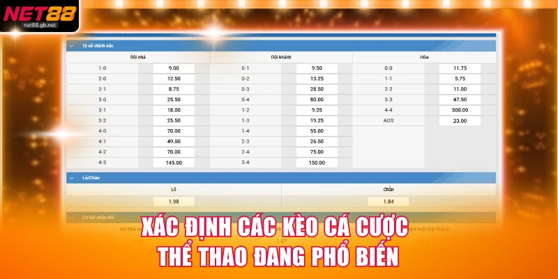 Xác định các kèo cá cược thể thao đang phổ biến